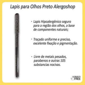 Lápis De Olho Preto A Prova D'agua Hipoalergênico Alergoshop
