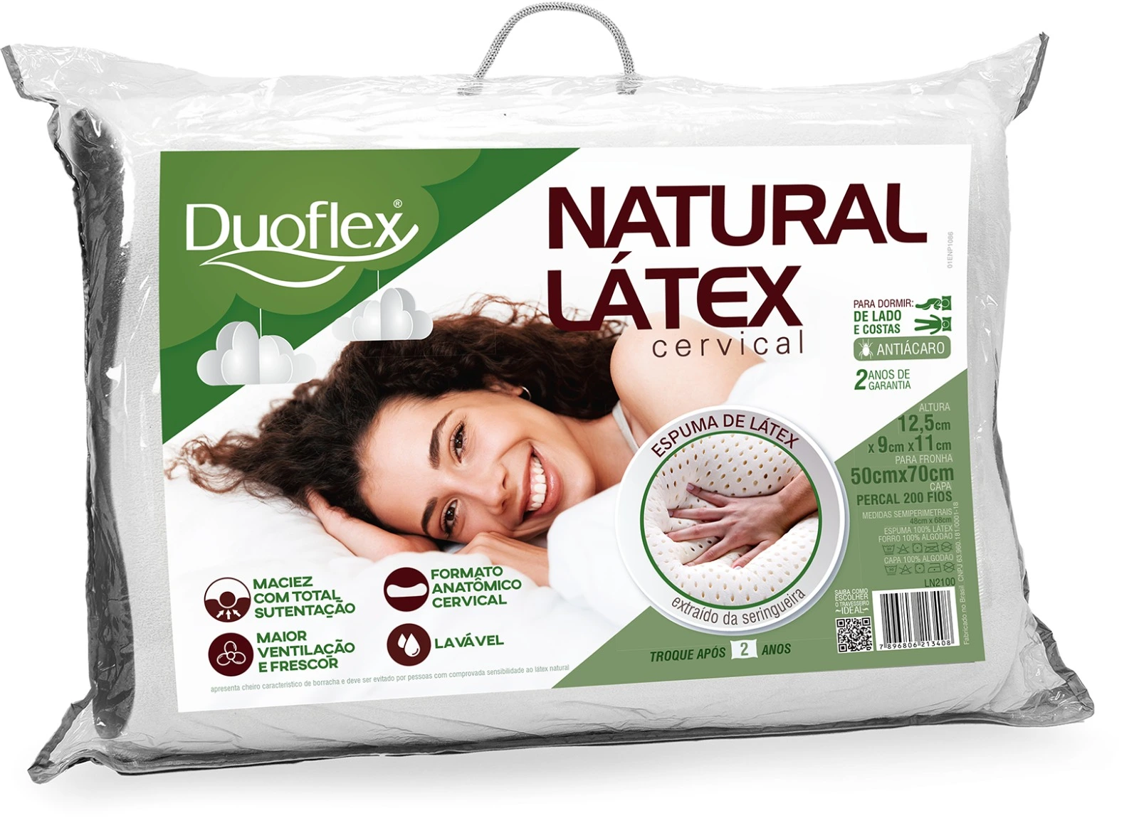 Travesseiro Natural Látex Cervical Duoflex NL2100