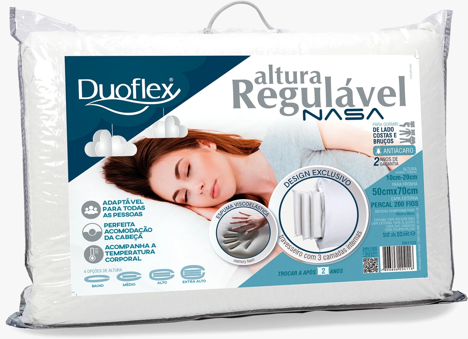 Travesseiro Altura Regulável NASA Original RN1100
